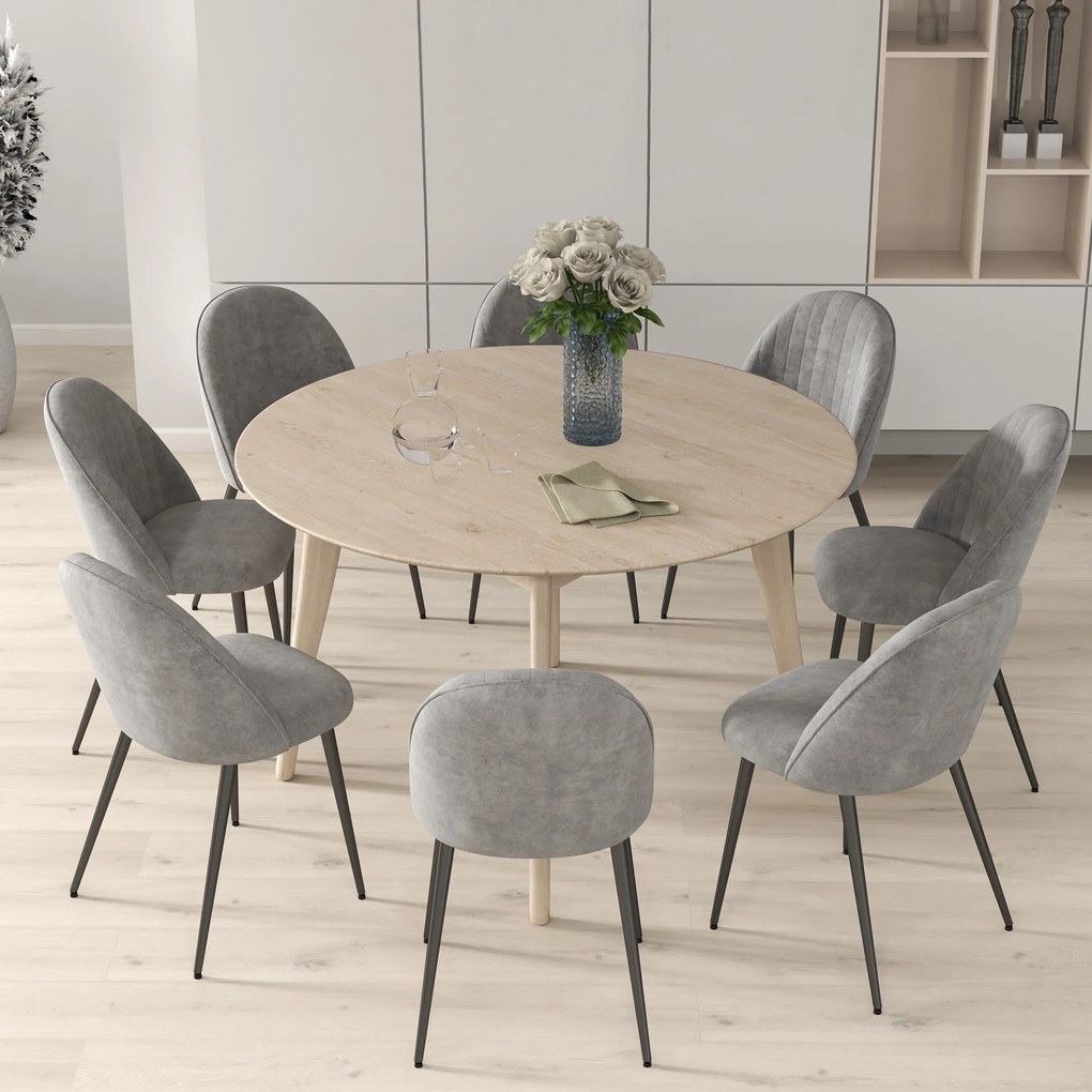 Conjunto de 8 Cadeiras de Sala de Jantar Modernas (MESA NÃO INCLUIDA) Cadeiras Estofadas em Veludo com Encosto Alto 50x52x83 cm Cinza