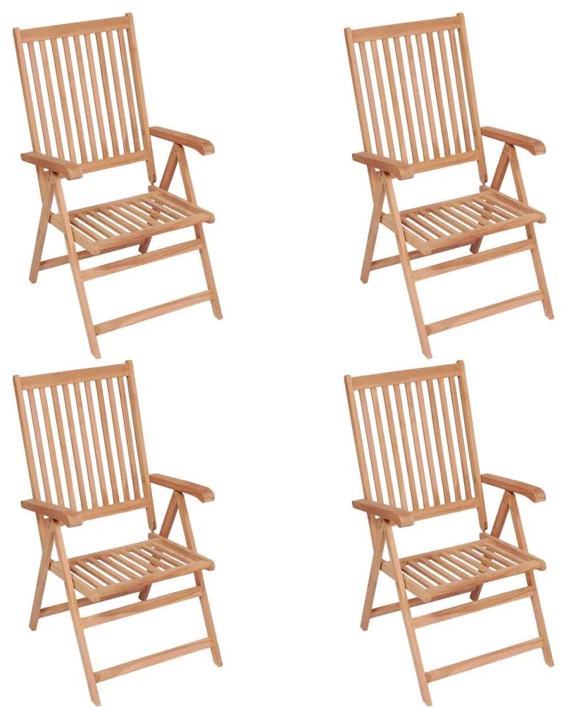 vidaXL Cadeiras de jardim reclináveis 4 pcs madeira de teca maciça