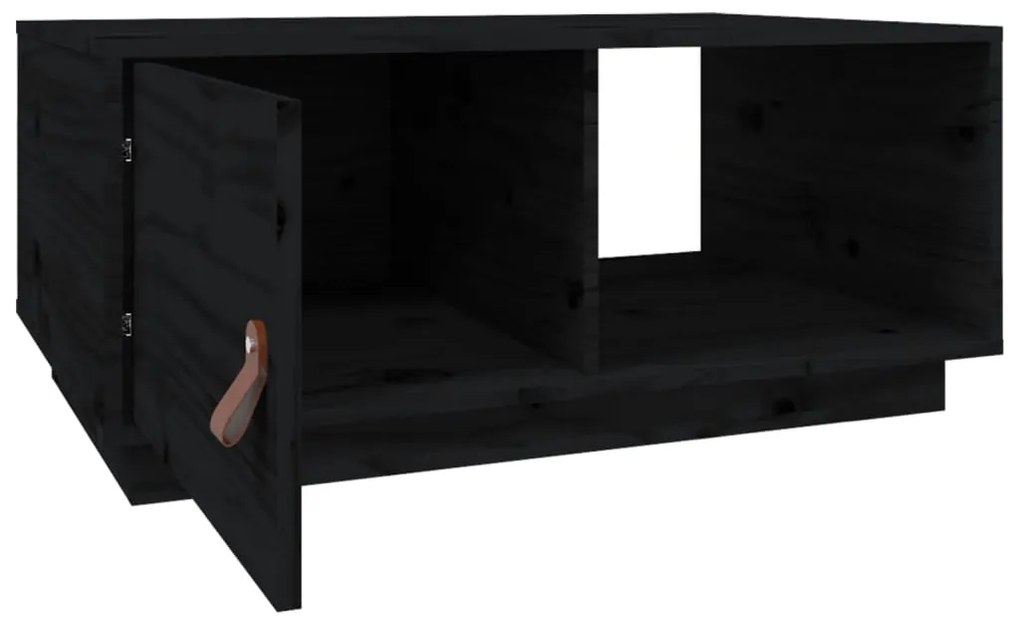 Mesa de centro 80x80x35,5 cm madeira de pinho maciça preto