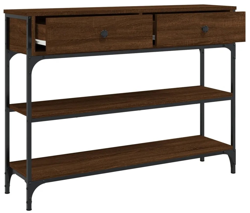 Mesa consola 100x25x75 cm derivados madeira carvalho castanho