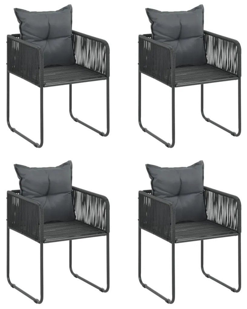 5 pcs conjunto de jantar para jardim vime de PVC preto