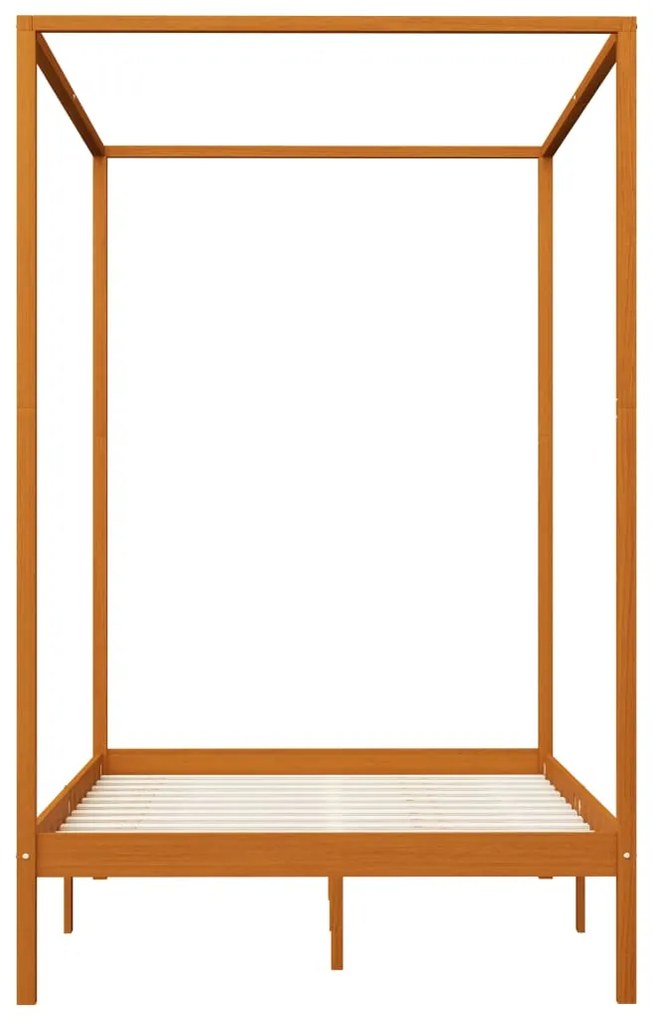 Estrutura de cama com toldo 120x200cm pinho maciço castanho mel