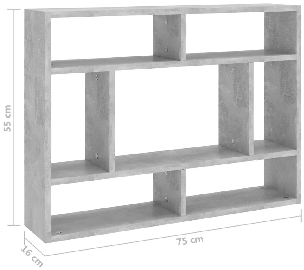 Estante de parede 75x16x55 cm contraplacado cinzento cimento