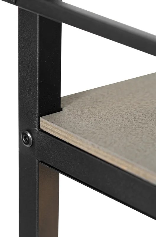 Candeeiro de pé industrial preto com madeira - Cage Rack Industrial