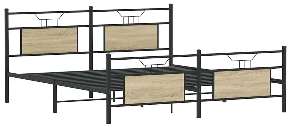 Estrutura de cama sem colchão 180x200cm metal carvalho sonoma