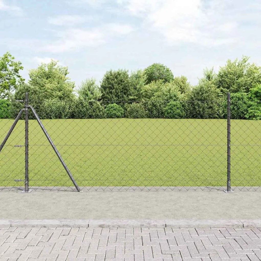 vidaXL Conjunto de Postes de Cerca Prateado 10 x 0.8 m Aço Galvanizado