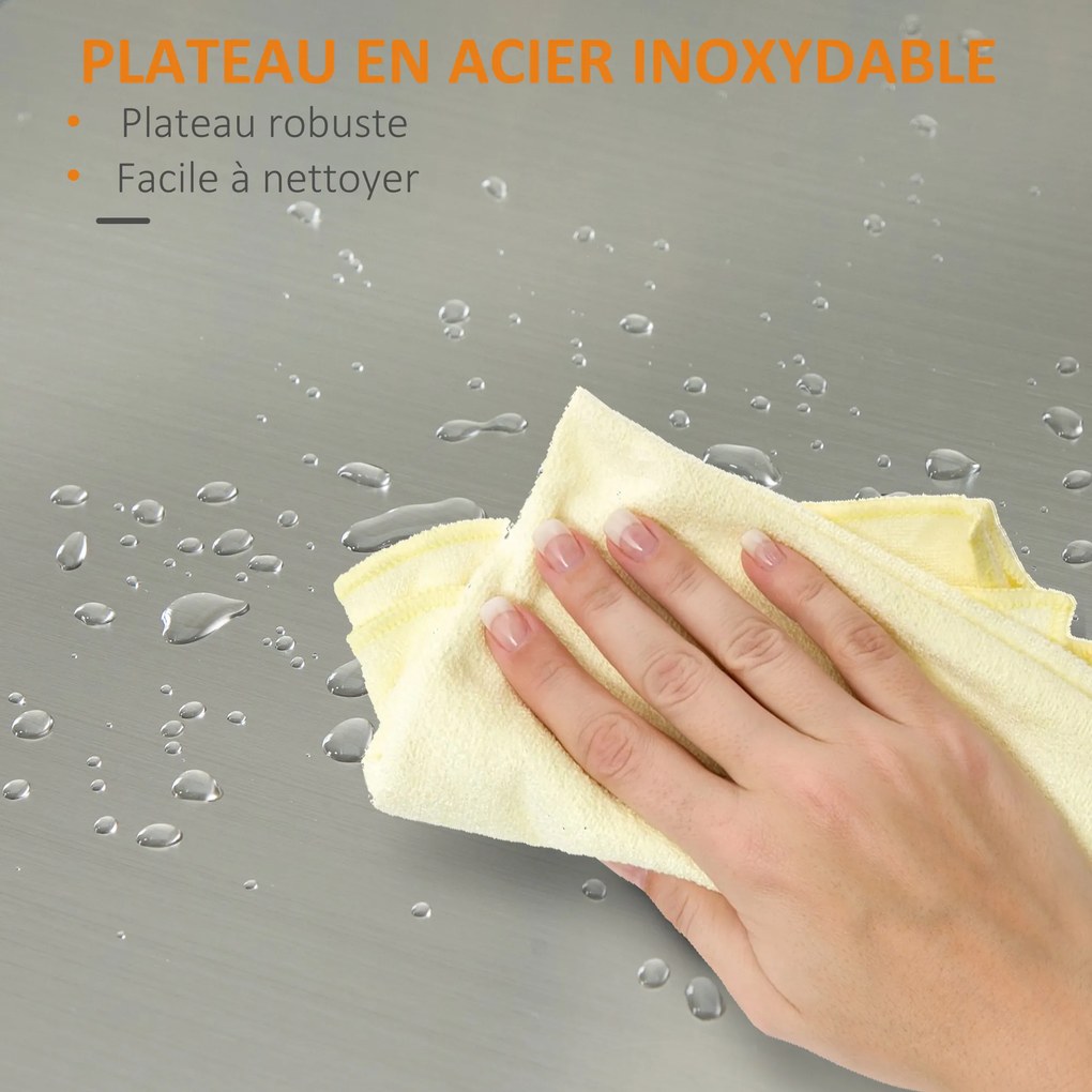 Carrinho de cozinha 60 L x 45 P x 85 A cm com rodas e vários compartimentos: 1 gaveta, armário de 2 portas com prateleira para panos de cozinha, em MD