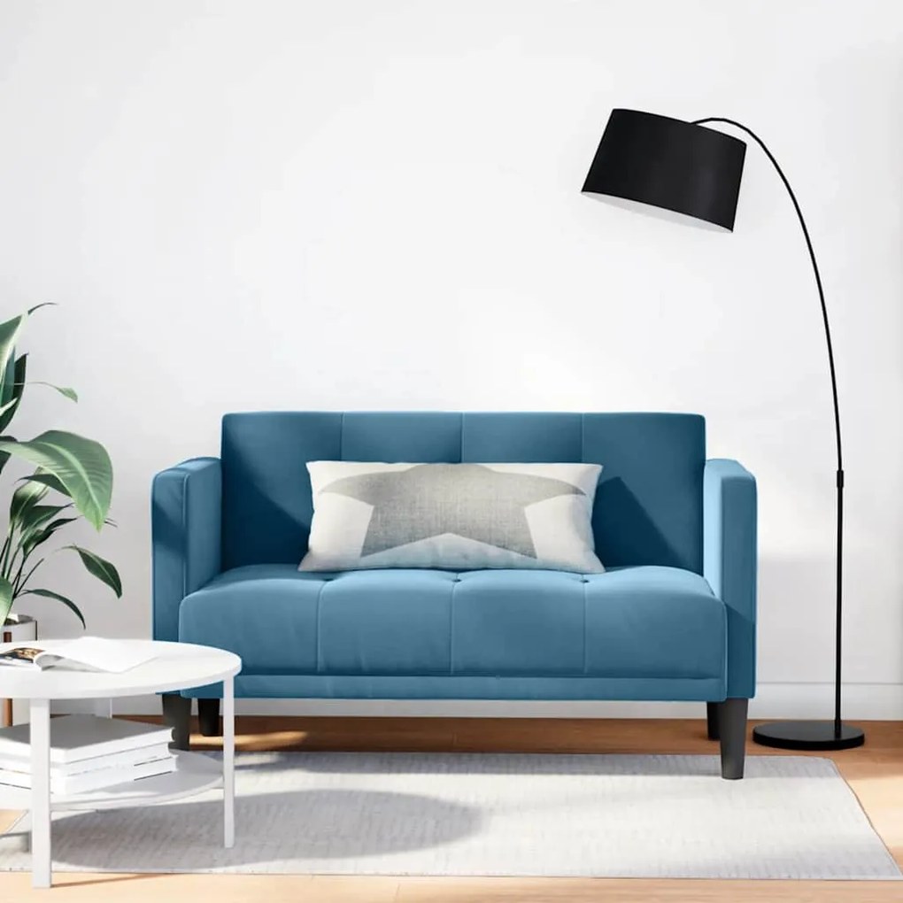 vidaXL Sofá-luvas 111 cm veludo azul