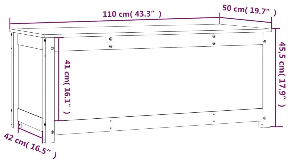 Caixa de arrumação 110x50x45,5cm madeira de pinho maciça branco