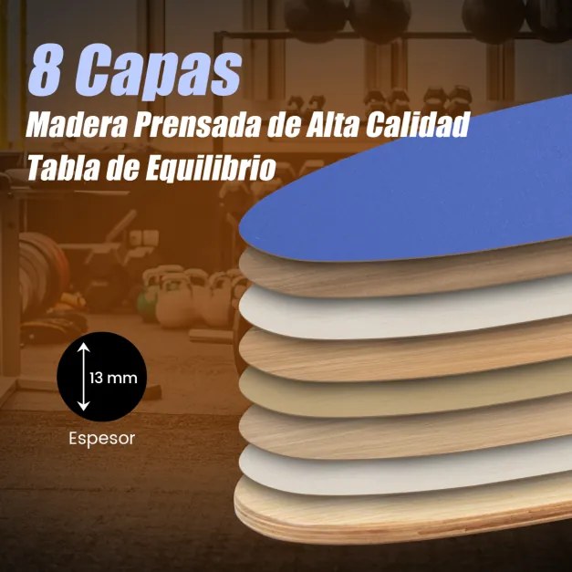 Tábua de equilíbrio de madeira com rolo Manta para treino Skateboard Hóquei Snowboard Surf 75 x 25,5 cm Azul escuro