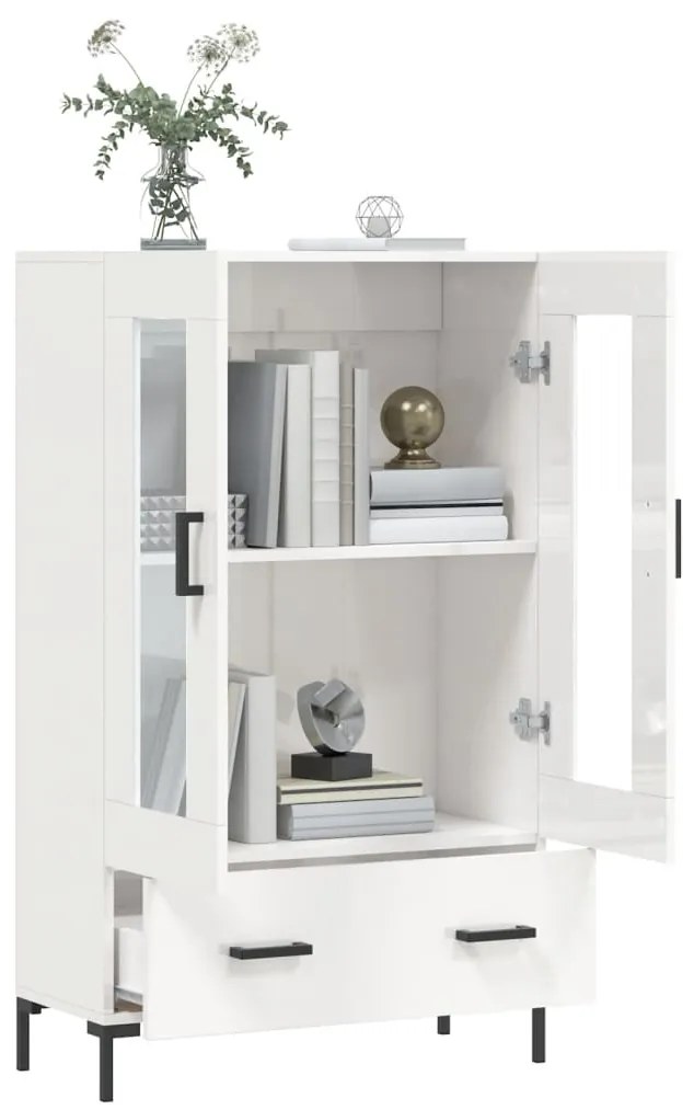 Aparador alto 69,5x31x115 cm derivados madeira branco brilhante
