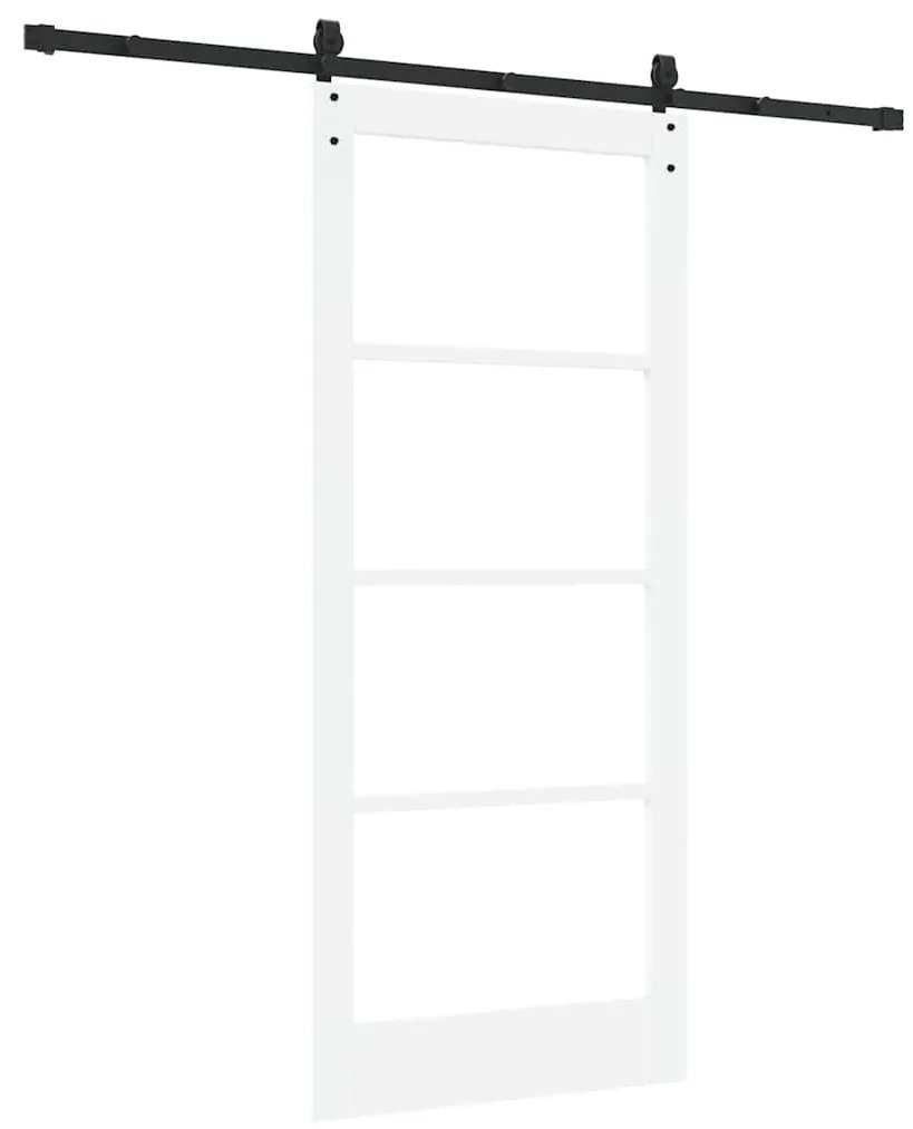 Conjunto de Porta Deslizante vidaXL com Conjunto de Ferragens Branco 8