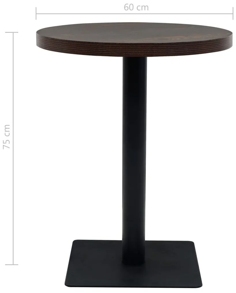 Mesa bistrô em MDF e aço redonda 60x75 cm cinzento escuro
