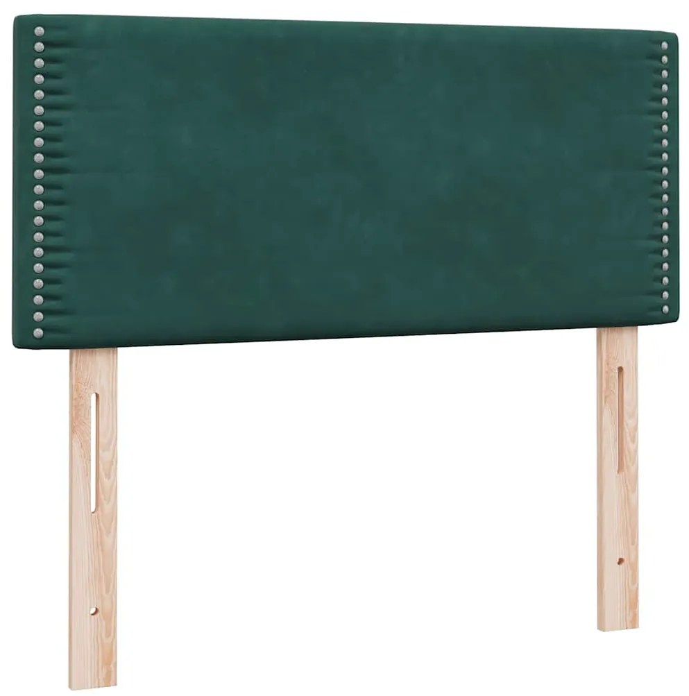Cama com molas/colchão verde-escuro 80x220 cm veludo