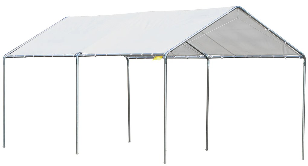 Outsunny Tenda de garagem 3x6 m Impermeável com Toldo de Tecido PE e Estrutura de Aço Galvanizado Branco