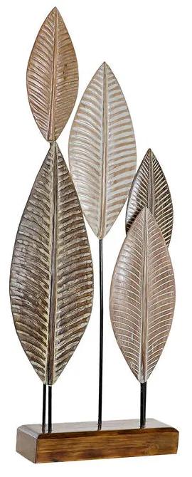 Figura Decorativa DKD Home Decor Bambu Ferro Folhas (33 x 10 x 81 cm)