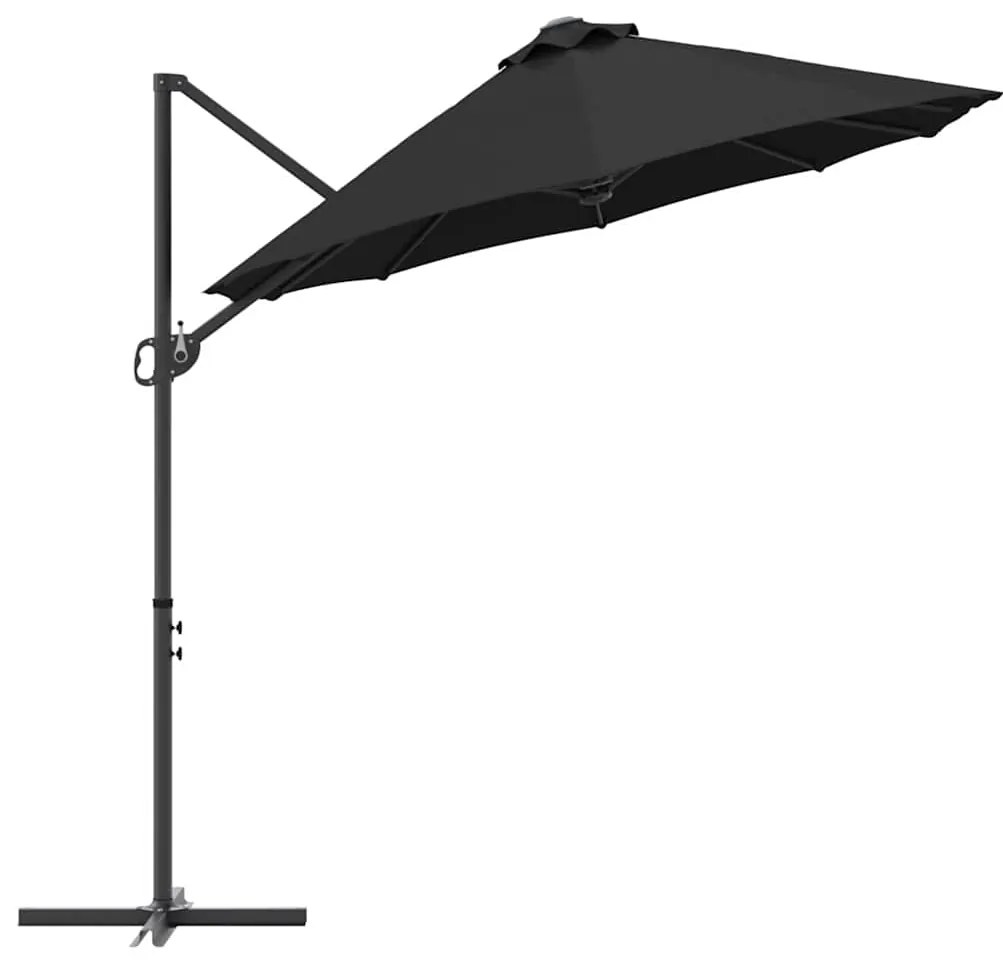 Guarda-sol cantilever de jardim com bloqueio Preto Largo
