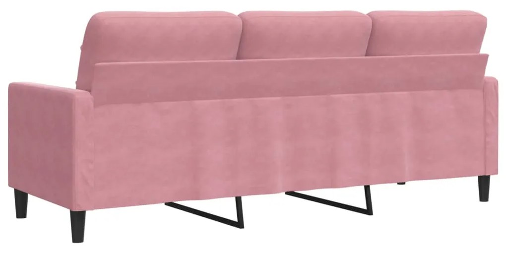 Sofá de 3 lugares 180 cm veludo rosa