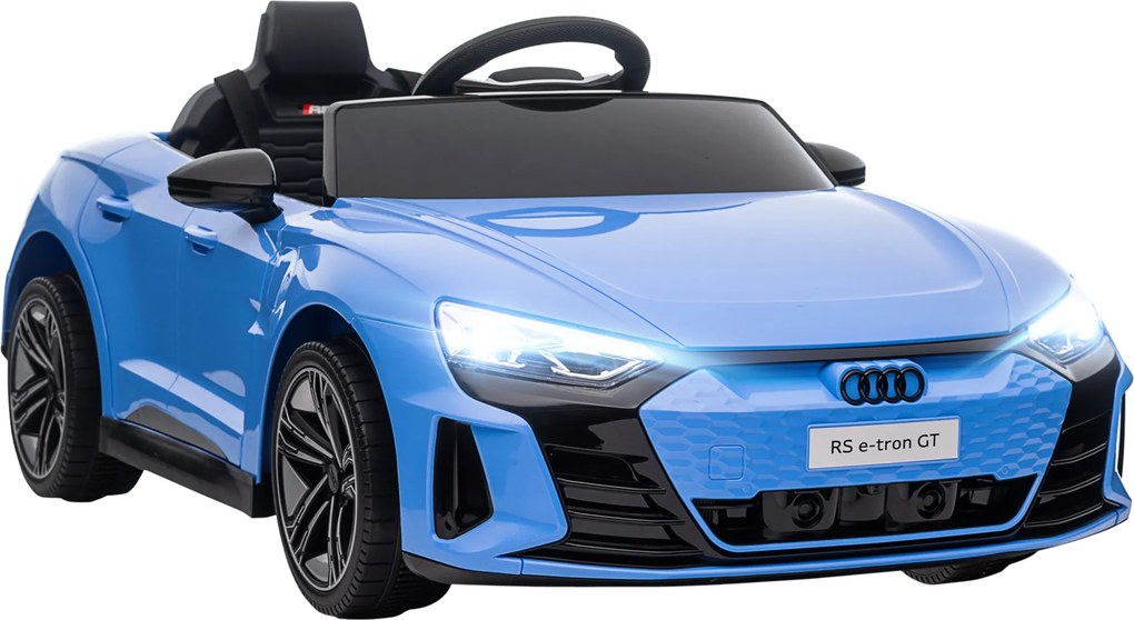 HOMCOM Carro Elétrico Infantil Azul 12V com Controle Remoto AUDI RS E-Tron GT 2 Motores Faróis LED Buzina Música USB 3-5km/h 103x58x41cm | Aosom Portugal