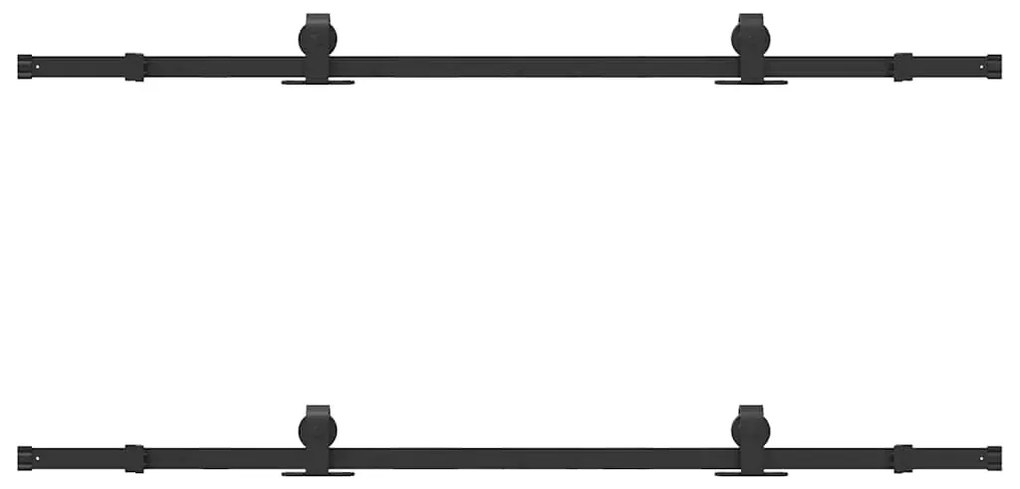 Kit de ferragens para porta deslizante 183 cm aço preto