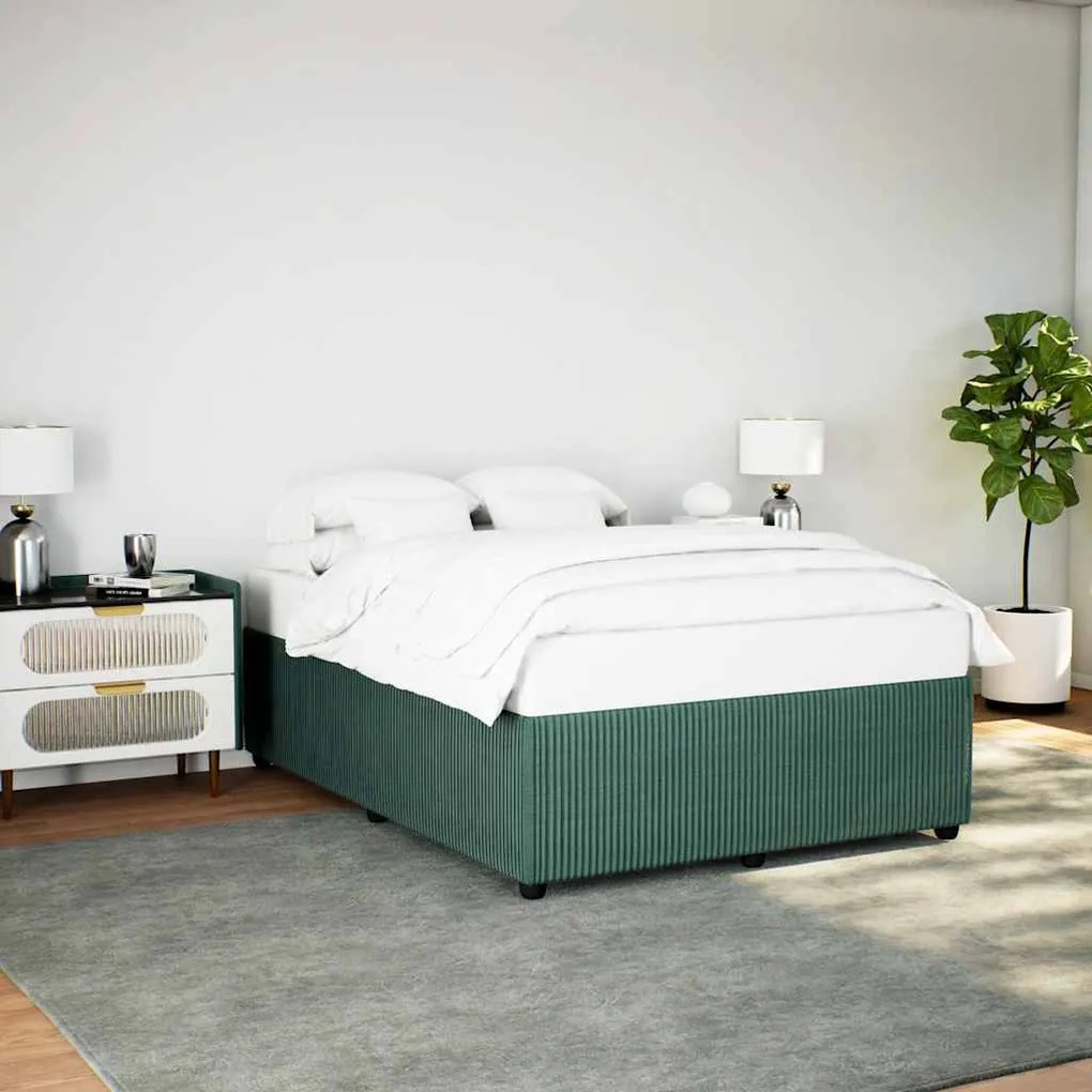 vidaXL Estrutura de cama sem colchão 140x190 cm veludo verde-escuro