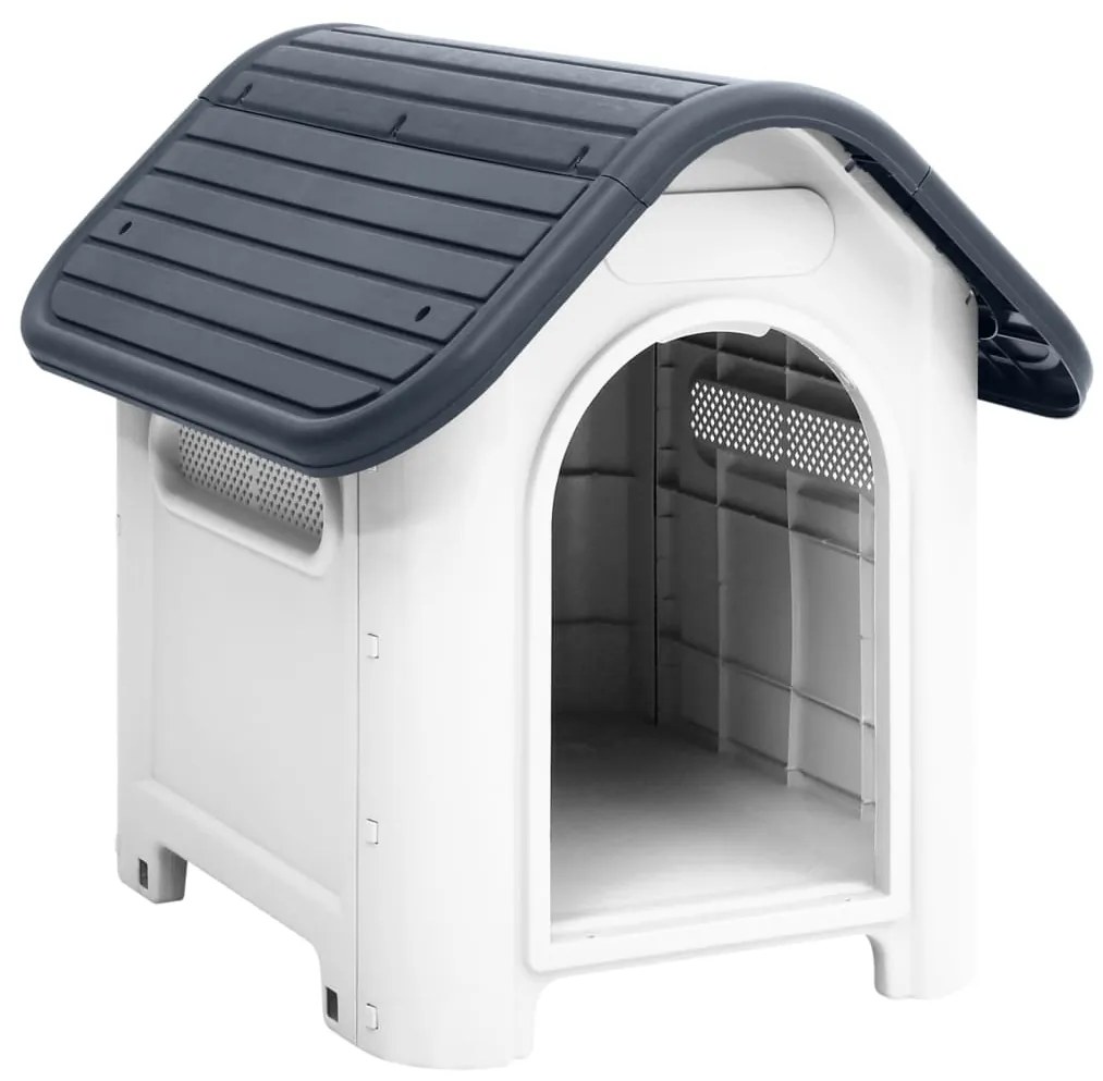 152226 vidaXL Casota para cães 59x75x66 cm polipropileno cinzento