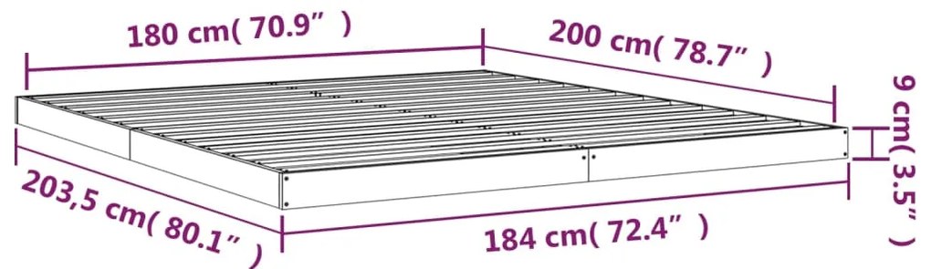 Estrutura de cama super king 180x200 cm pinho maciço branco