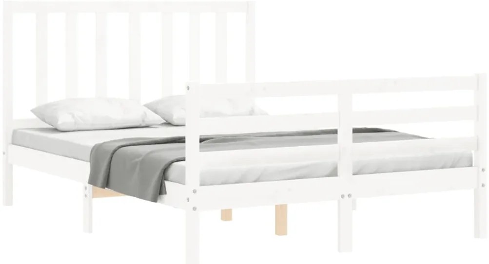 Cama sem colchão 140x190 cm madeira de pinho maciça branco
