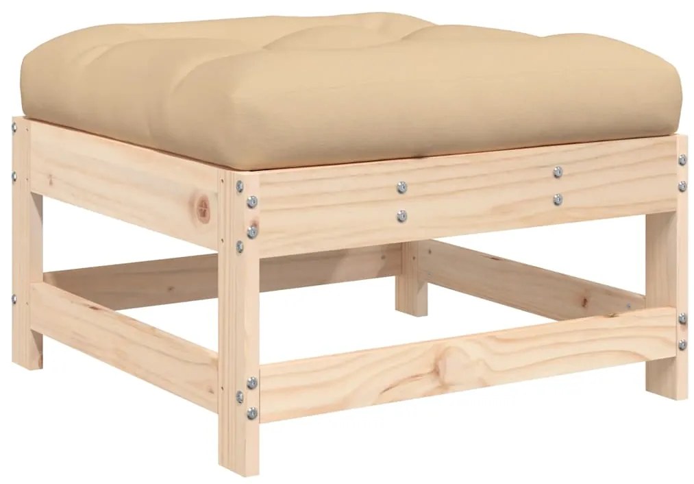 Apoios de pés p/ jardim c/ almofadões 2 pcs pinho maciço