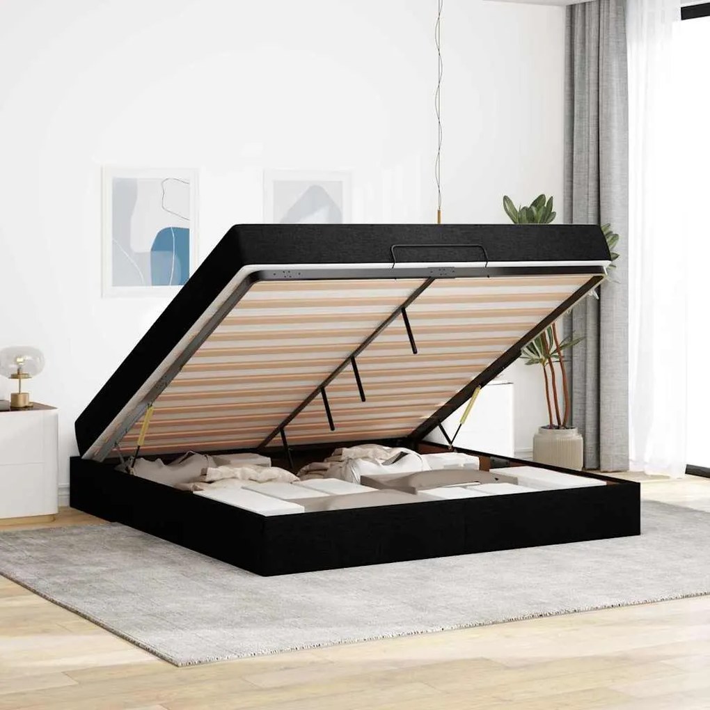 Estrutura da Cama Outros com armazenamento Preto 180 x 200 cm tecido