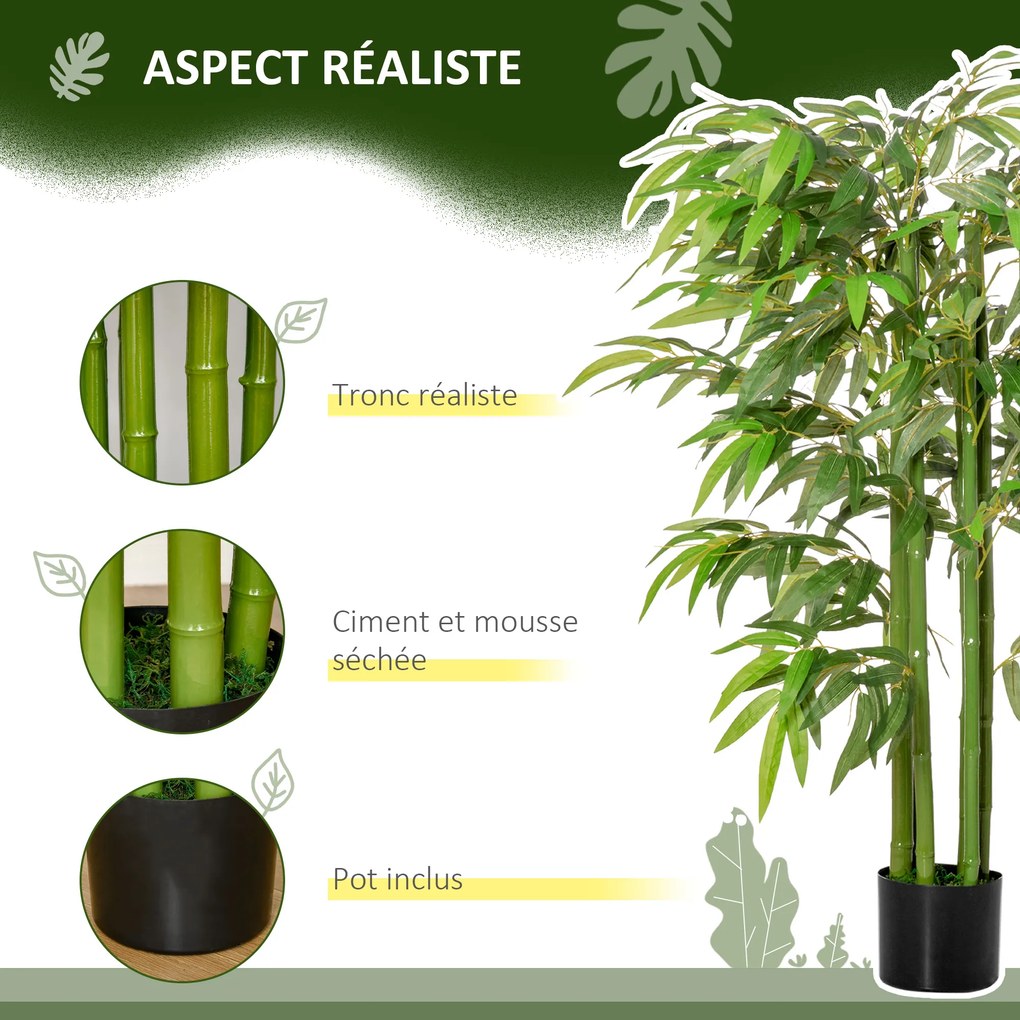 Planta artificial de bambu, árvore artificial de 140 cm com vaso, planta artificial verde para decoração de interiores