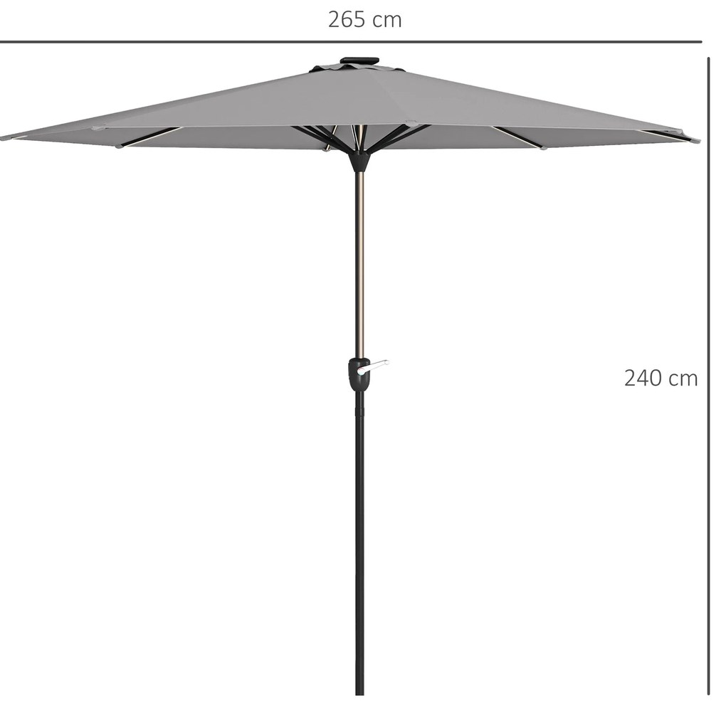 Chapéu de Sol de Jardim Ø265x240 cm Chapéu de Sol de Terraço com Luzes