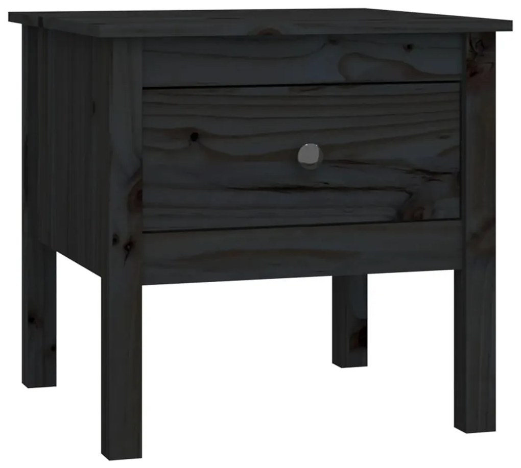 Mesas de apoio 2 pcs 50x50x49 cm madeira de pinho maciça preto