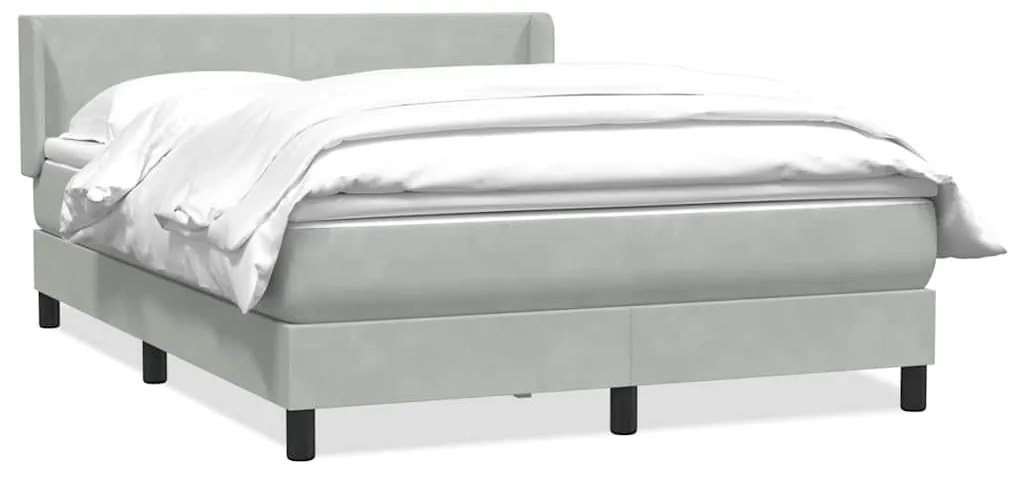 vidaXL Cama com molas/colchão 140x220 cm veludo cinzento-claro