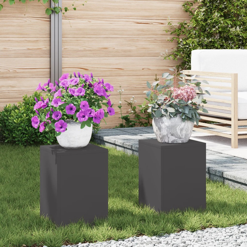 Suportes de Plantas Externos vidaXL Pilar 2 pcs Preto 24x24x35 cm Aço