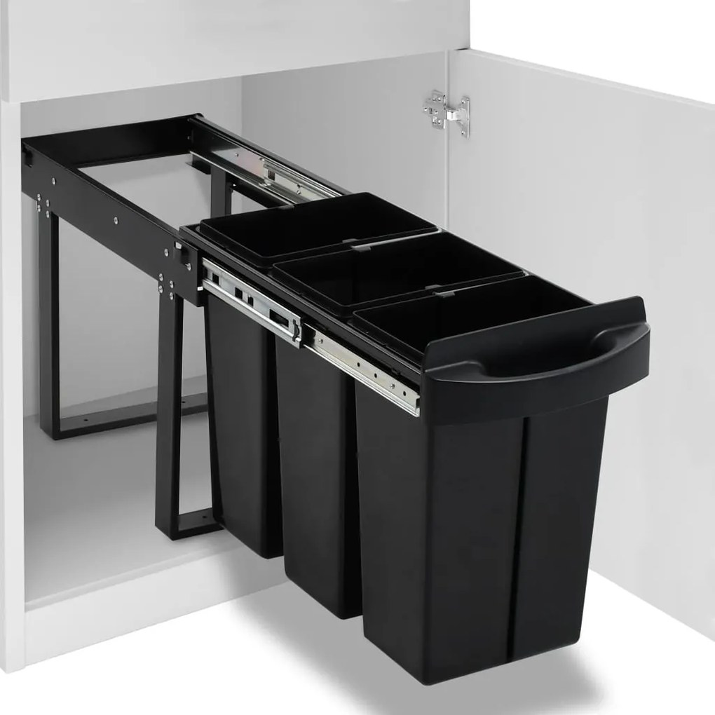 vidaXL Balde do lixo de encastre no armário cozinha fecho suave 36 L