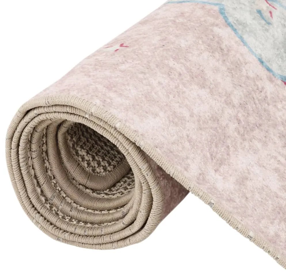Tapete lavável antiderrapante infantil 160x230cm unicórnio rosa