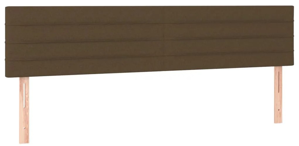 Cama box spring c/ colchão/LED 200x200cm tecido castanho-escuro