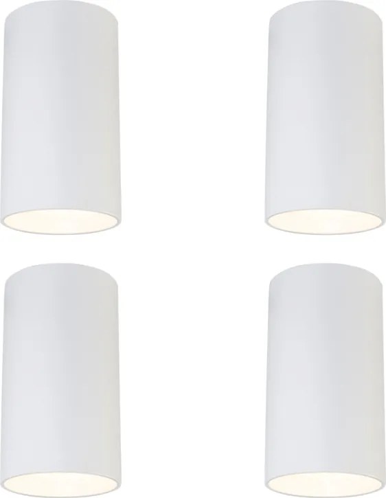 Conjunto de 4 focos de superfície modernos branco 5,5cm GU10 50mm - Tuba