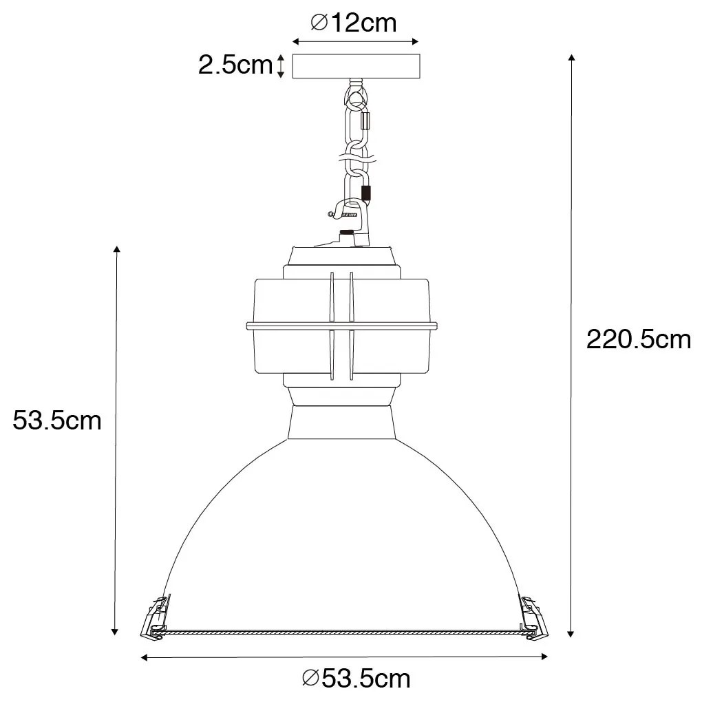 Candeeiro de suspensão industrial preto 53,5 cm - Sicko Industrial