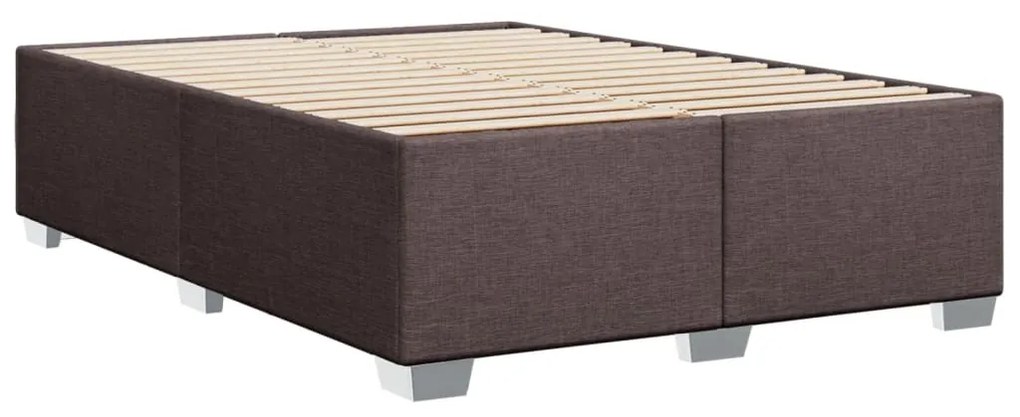 Cama com molas/colchão 160x200 cm tecido castanho-escuro
