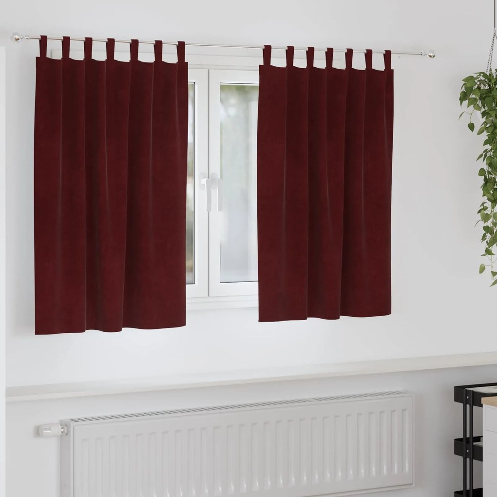 vidaXL Cortinas opacas 2 pcs Vinho Vermelho 140 x 140 cm Veludo
