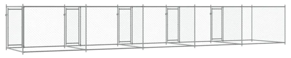 Jaula para cão com portas 10x2x1,5 m aço galvanizado cinzento