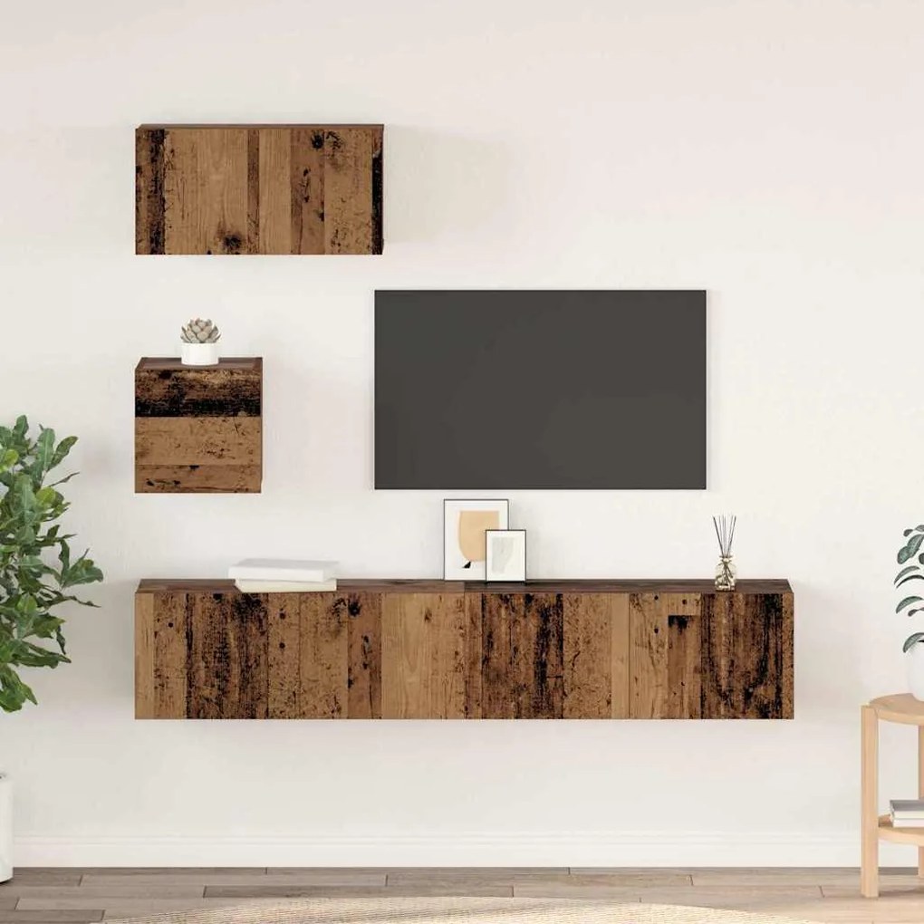 Gabinete de TV de Parede 4 pcs Madeira antiga 80 x 30 x 30.5 cm