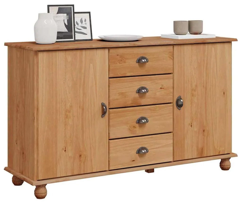 Sideboard 'ASKIM'133,5x40x79 cm Madeira de Pinheiro Sólido