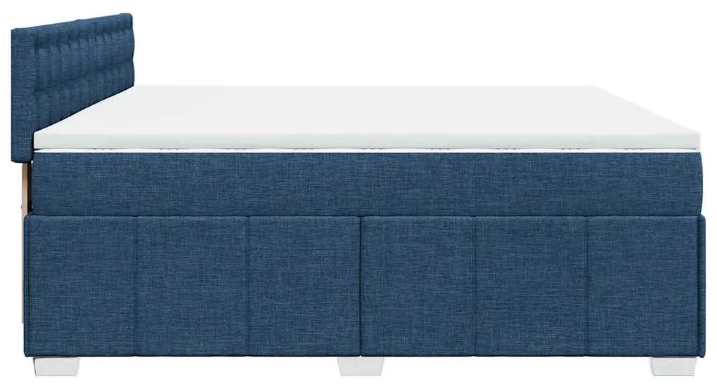 Cama com molas/colchão 200x200 cm tecido azul