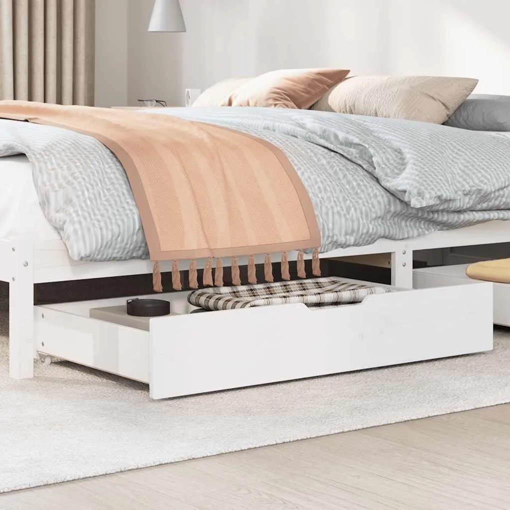 Gavetas para cama 2 pcs 95x55x17 cm pinho maciço branco
