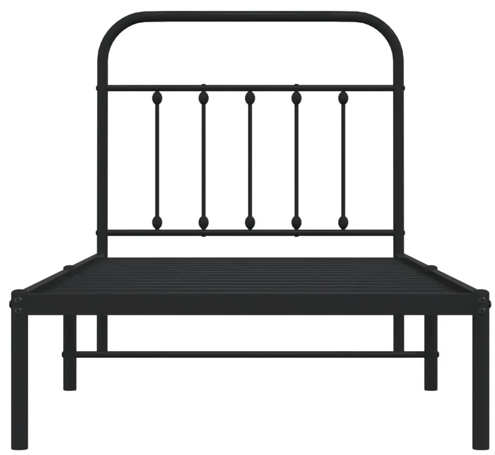 Estrutura de cama com cabeceira 80x200 cm metal preto