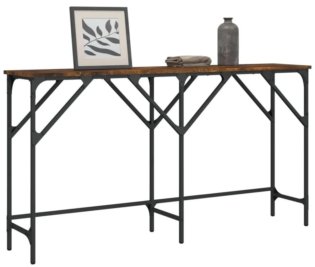 vidaXL Mesa consola 140x29x75 cm derivados de madeira carvalho fumado