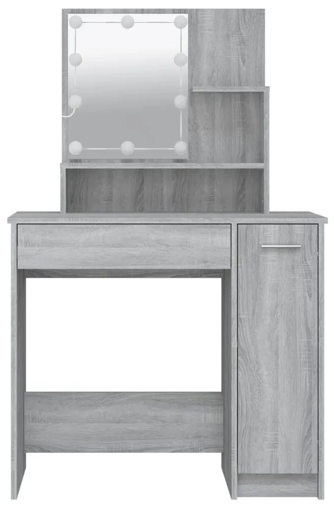 Toucador com LEDs 86,5x35x136 cm sonoma cinza